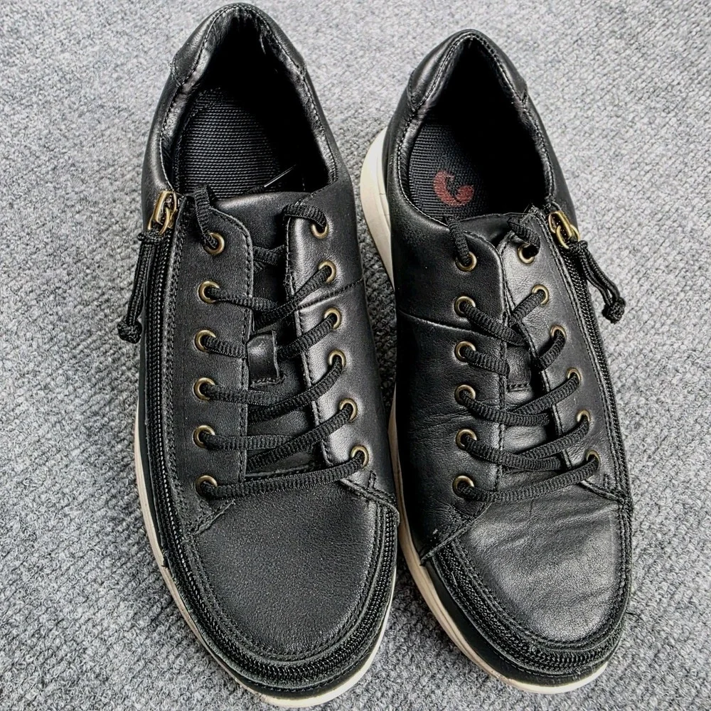 Billy Women's Sneaker II Black Zip Zipper Shoes 8.5 Adaptive Easy On Off‎